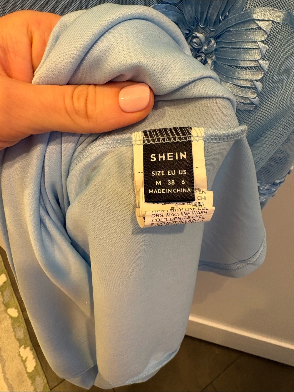 Light Blue Embroidered Midi Dress - Picture 3 of 3